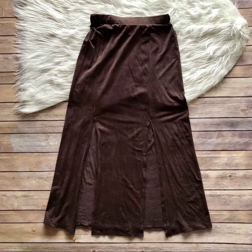 🛍Chocolate Skirt with Front Slits